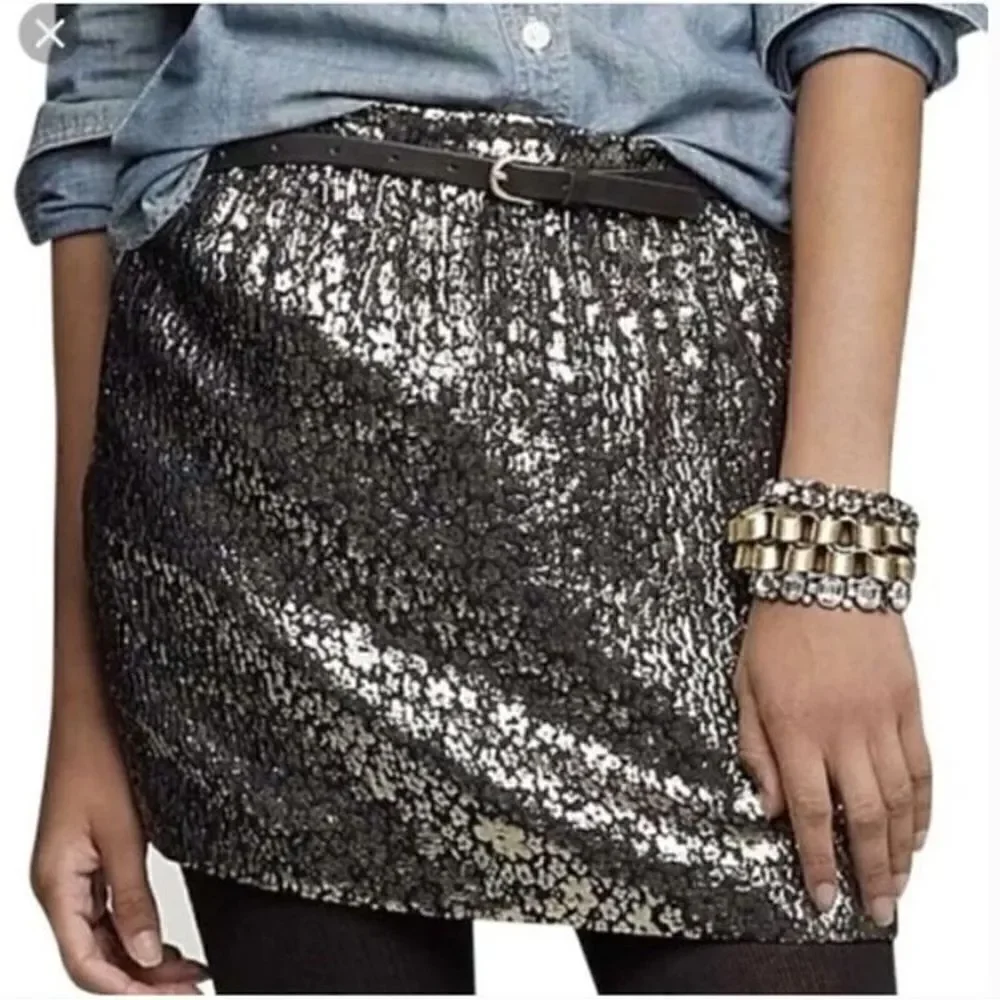 J Crew Collection Marigold Metallic Silk Skirt NWT